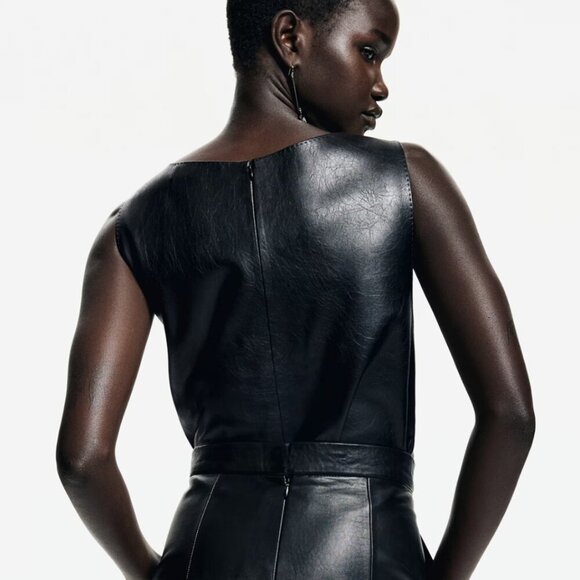 H&M Size Small Black Faux Leather Tank Top - Picture 12 of 12